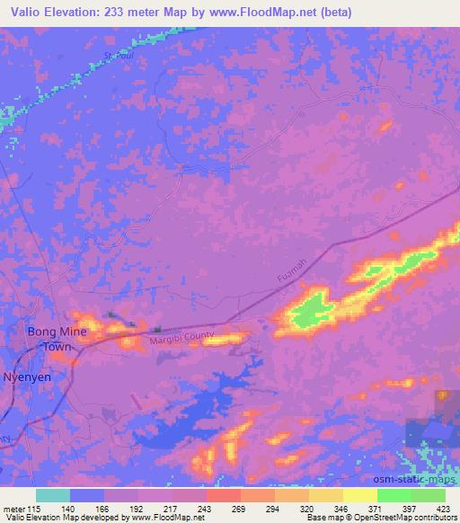 Valio,Liberia Elevation Map