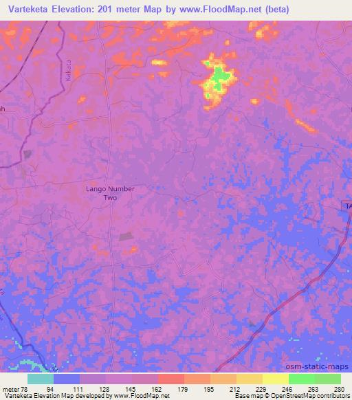 Varteketa,Liberia Elevation Map