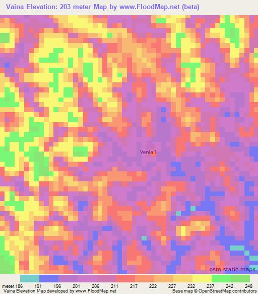 Vaina,Liberia Elevation Map
