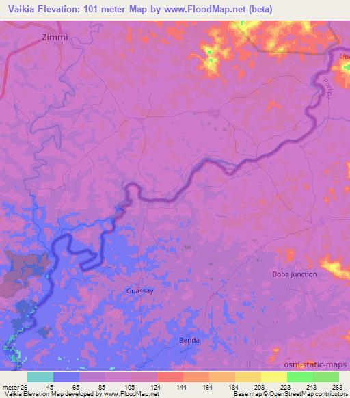 Vaikia,Liberia Elevation Map