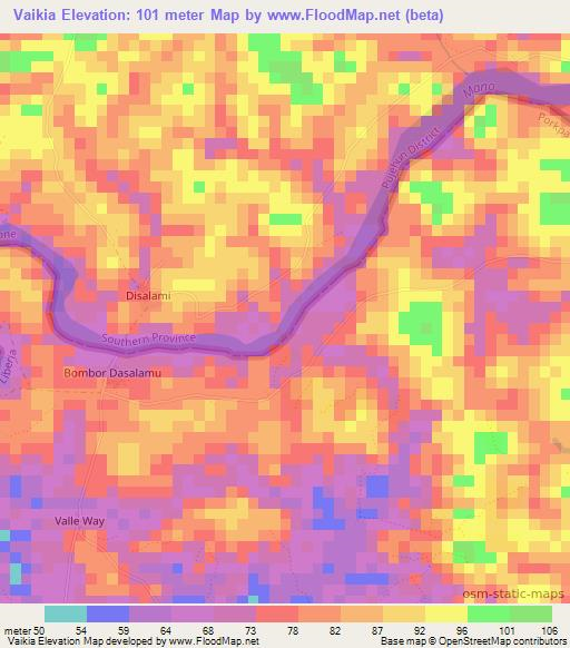 Vaikia,Liberia Elevation Map