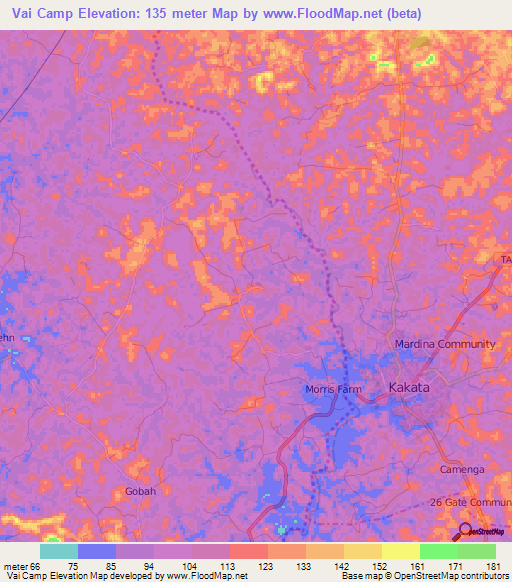 Vai Camp,Liberia Elevation Map