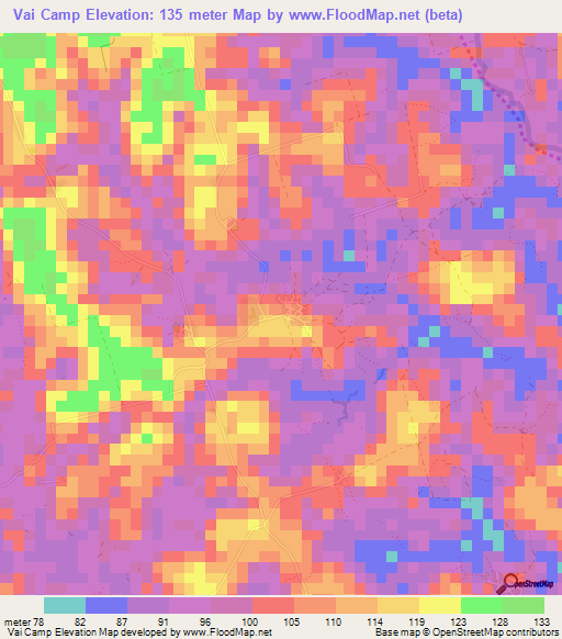 Vai Camp,Liberia Elevation Map