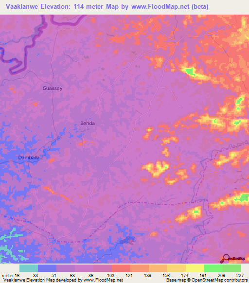 Vaakianwe,Liberia Elevation Map