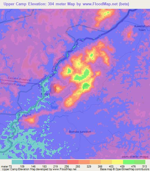 Upper Camp,Liberia Elevation Map