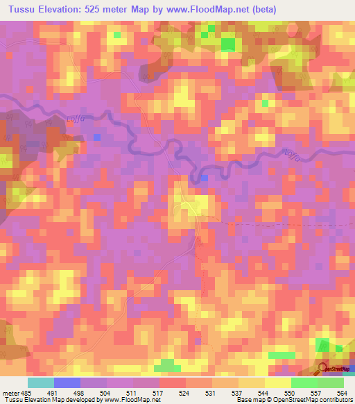 Tussu,Liberia Elevation Map