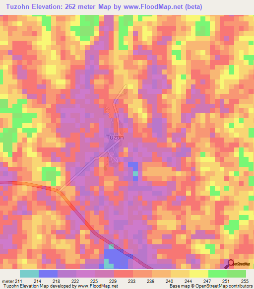 Tuzohn,Liberia Elevation Map