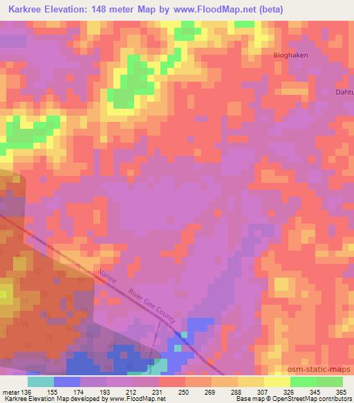 Karkree,Liberia Elevation Map