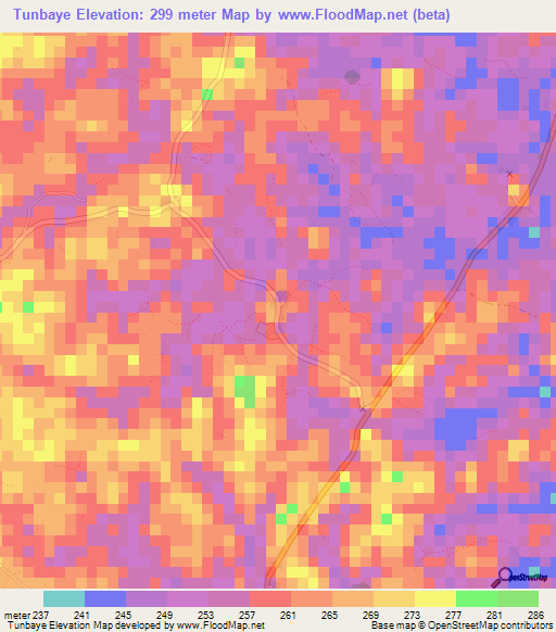 Tunbaye,Liberia Elevation Map