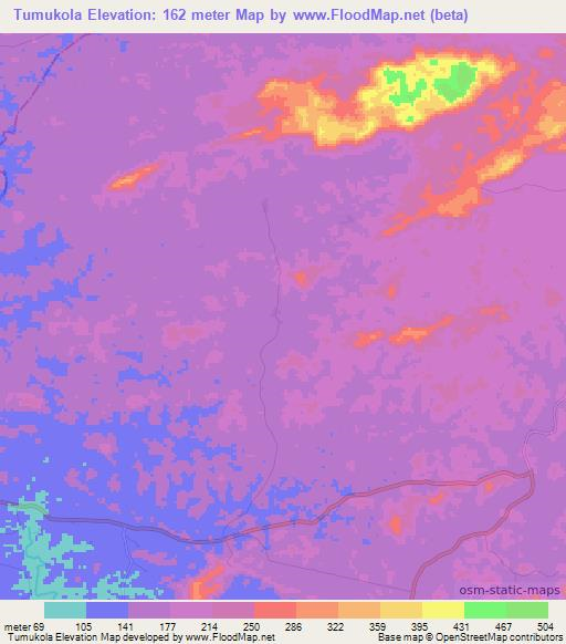 Tumukola,Liberia Elevation Map