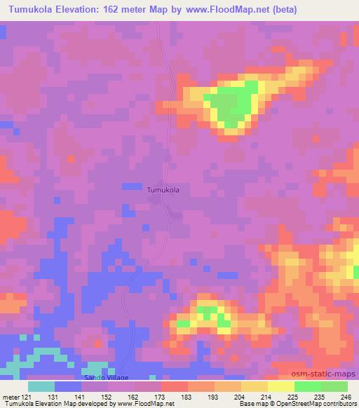 Tumukola,Liberia Elevation Map