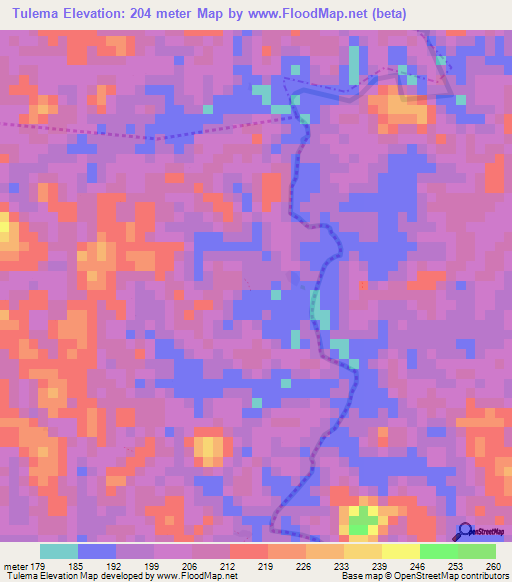 Tulema,Liberia Elevation Map