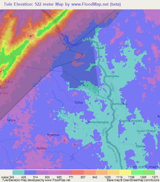 Tule,Liberia Elevation Map