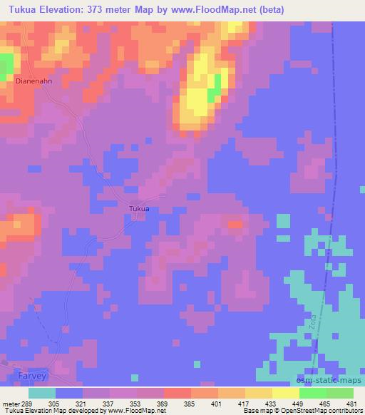 Tukua,Liberia Elevation Map