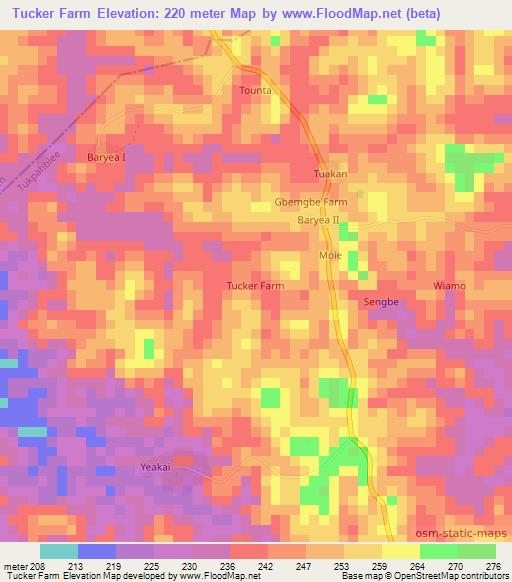 Tucker Farm,Liberia Elevation Map