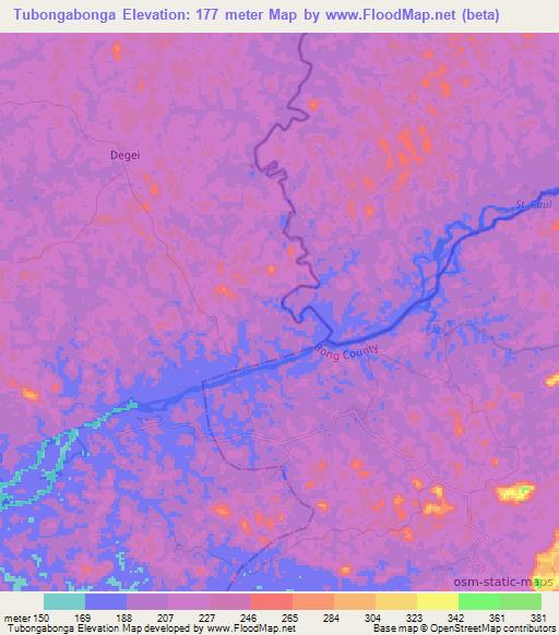 Tubongabonga,Liberia Elevation Map