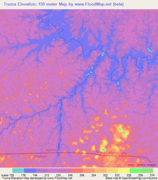 Truma,Liberia Elevation Map