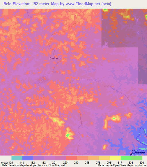 Bele,Liberia Elevation Map