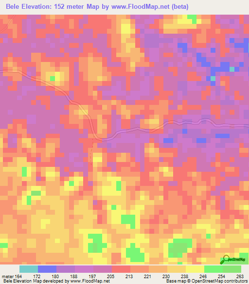 Bele,Liberia Elevation Map