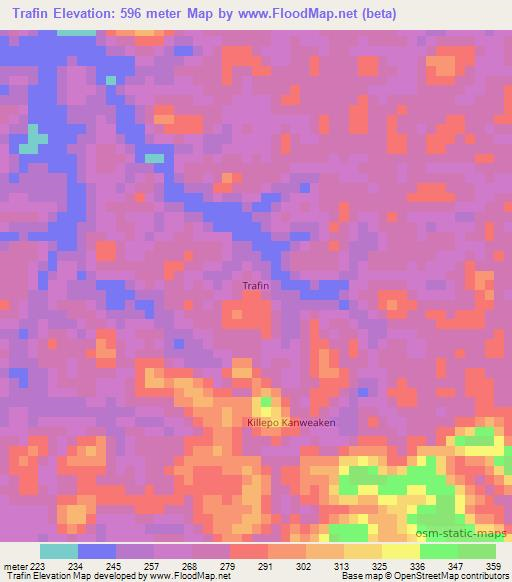 Trafin,Liberia Elevation Map