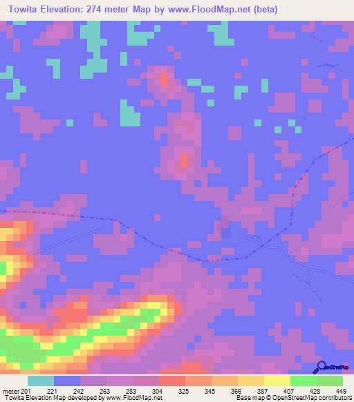 Towita,Liberia Elevation Map
