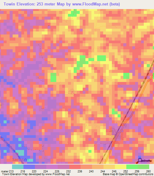 Towin,Liberia Elevation Map