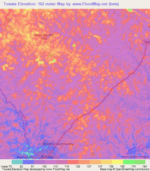 Towata,Liberia Elevation Map