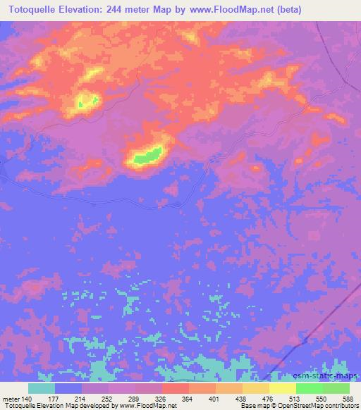 Totoquelle,Liberia Elevation Map