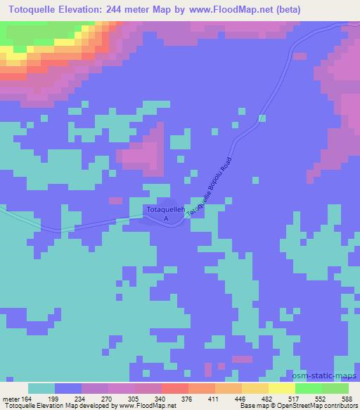 Totoquelle,Liberia Elevation Map