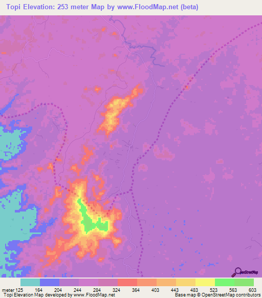 Topi,Liberia Elevation Map