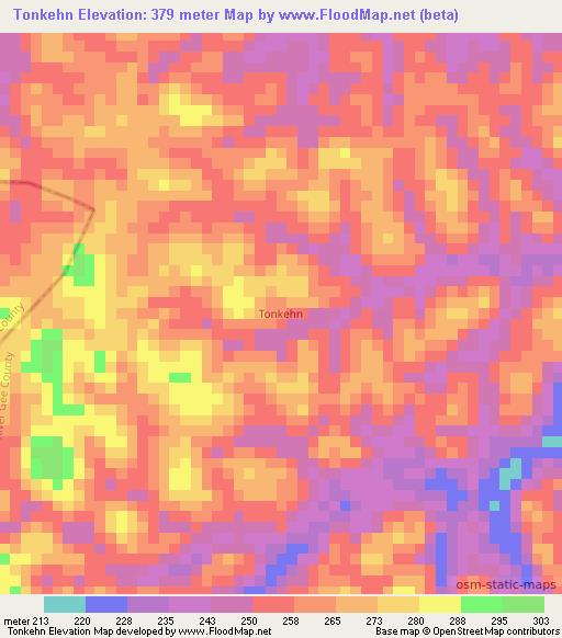 Tonkehn,Liberia Elevation Map
