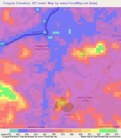 Tongola,Liberia Elevation Map