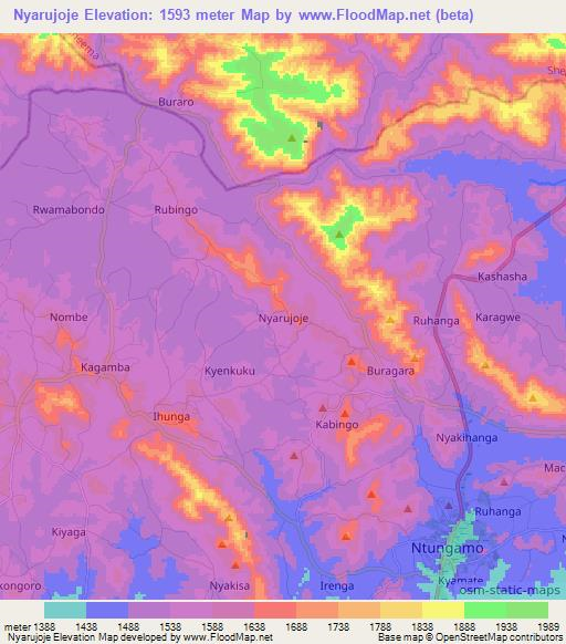 Nyarujoje,Uganda Elevation Map