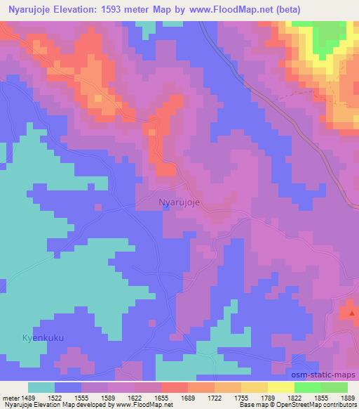 Nyarujoje,Uganda Elevation Map