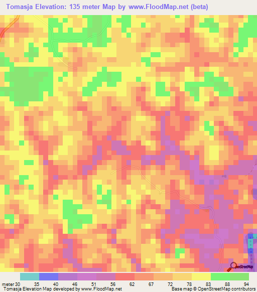 Tomasja,Liberia Elevation Map