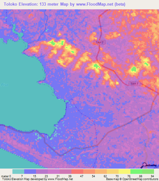 Toloko,Liberia Elevation Map
