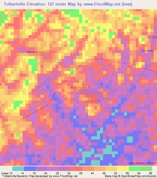 Tolbertville,Liberia Elevation Map