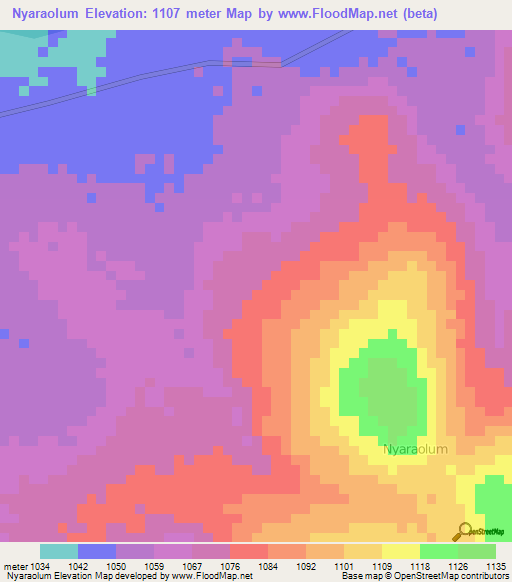 Nyaraolum,Uganda Elevation Map