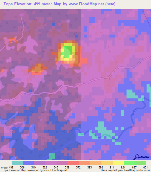 Topa,Liberia Elevation Map