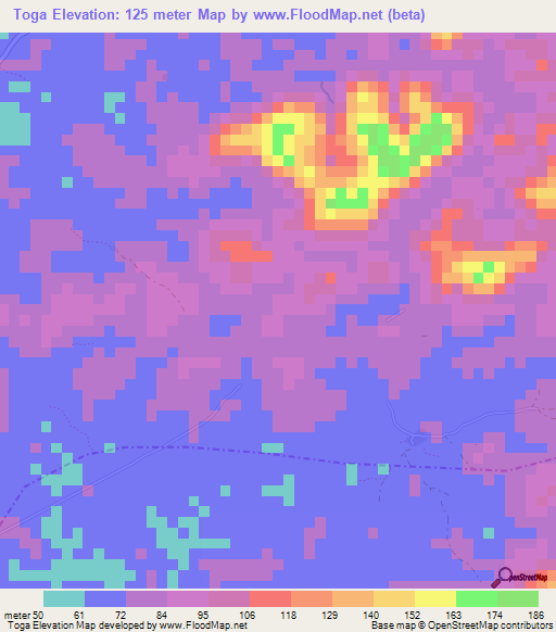 Toga,Liberia Elevation Map