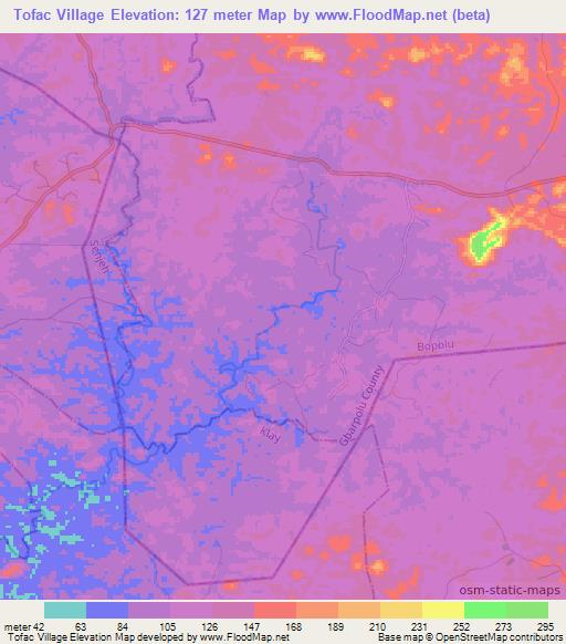 Tofac Village,Liberia Elevation Map