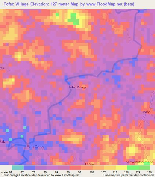 Tofac Village,Liberia Elevation Map