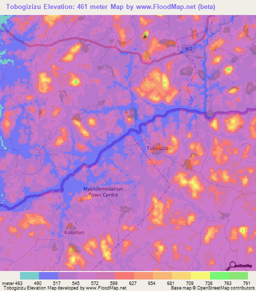 Tobogizizu,Liberia Elevation Map