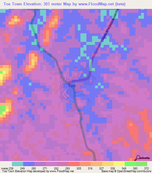 Toe Town,Liberia Elevation Map