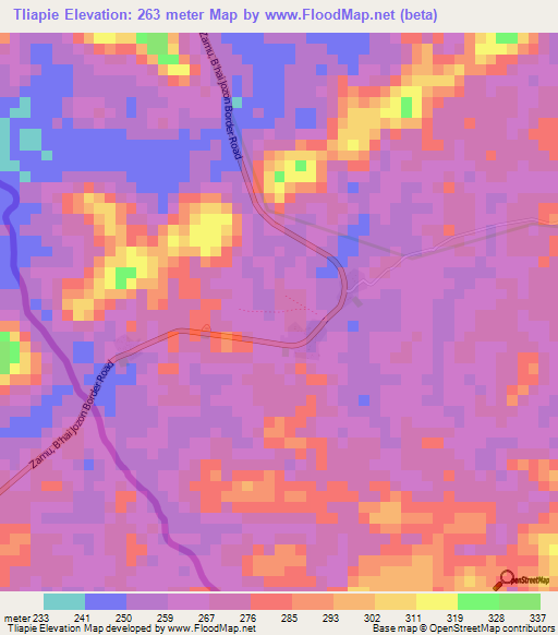 Tliapie,Liberia Elevation Map