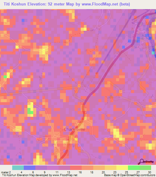 Titi Koshun,Liberia Elevation Map