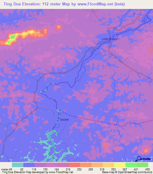 Ting Doa,Liberia Elevation Map