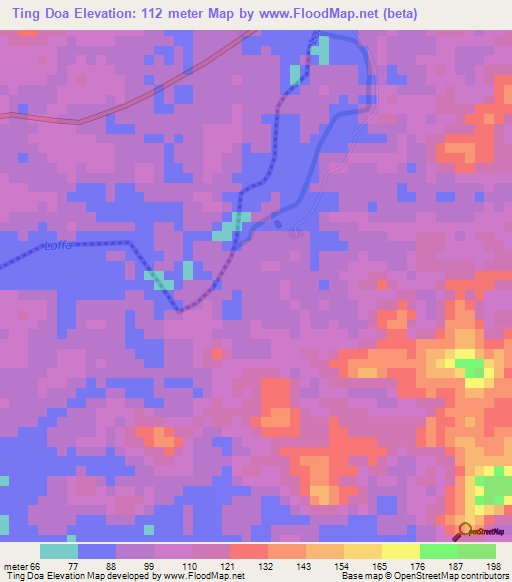 Ting Doa,Liberia Elevation Map