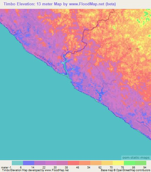 Timbo,Liberia Elevation Map
