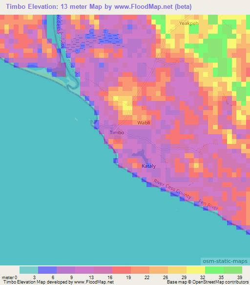 Timbo,Liberia Elevation Map
